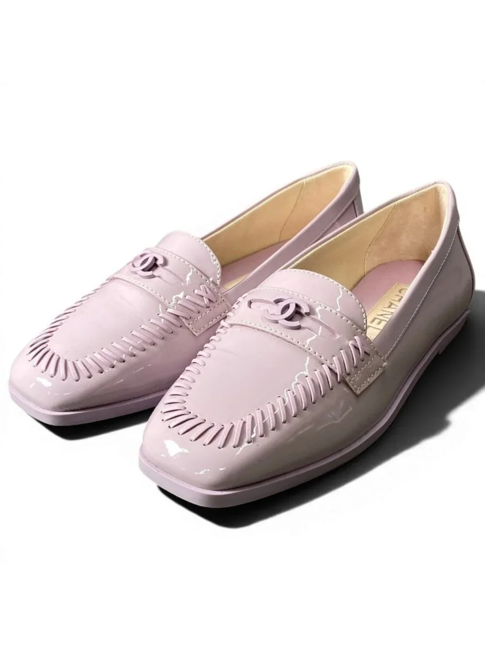 Chanel CC Logo Loafers 36 Sizes Purple Pink Patent Leather